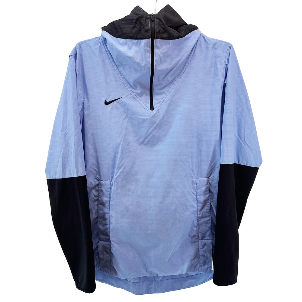 NIKE Men's Lightweight Hooded‎ 1/4 Zip Player Jacket • Small • blue, black